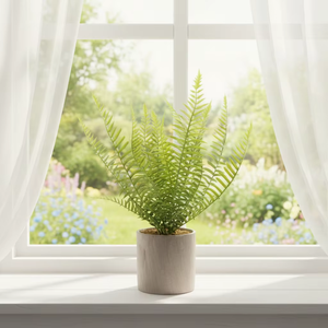 Plante artificielle de fougère de Boston dans un <span class=keywords><strong>pot</strong></span> gris, faux bonsaï de fougère, décoration pour la maison, le bureau, le dessus de table - Product Image 1