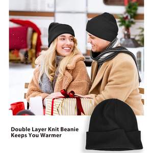 Gorro de algodón para mujer y hombre, gorro de esquí, gorro de invierno de punto doblemente cálido, gorro de pescador holgado con puño, gorro tipo calavera, talla adulto - Product Image 6