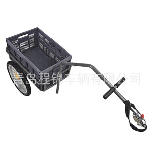 Cj-051 Bicycle <b>Cargo</b> <b>Trailer</b> 16 Inch Pneumatic Wheels Single Layer Plastic Basket Steel Frame Max 100 Kg Payload - Product Image 2