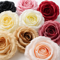Vente d'usine : Têtes de roses en soie séchée de 9 cm, durables et imperméables, pour décoration murale florale pour la Saint-Valentin et la remise des diplômes