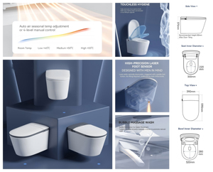 Inodoro Inteligente <span class=keywords><strong>de</strong></span> Alta Gama, Inodoro <span class=keywords><strong>de</strong></span> Cerámica con Bidé Inteligente, Inodoro Automático Montado en la Pared, Inodoro Inteligente Colgante para Baño - Product Image 5