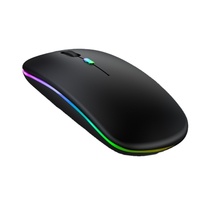 Ratón Inalámbrico Bluetooth Ultrafino y Recargable, Mini Ratón Óptico Inalámbrico de 1600DPI RGB, Apto para Computadora Portátil y PC