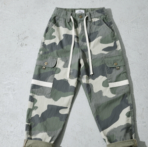 Pantalones Deportivos de Hombre 100% Algodón, Pantalones Cargo Lisos con Estampado de Camuflaje Personalizado, de Pierna Ancha y Holgada, con Múltiples Bolsillos, Estilo Urbano - Product Image 2