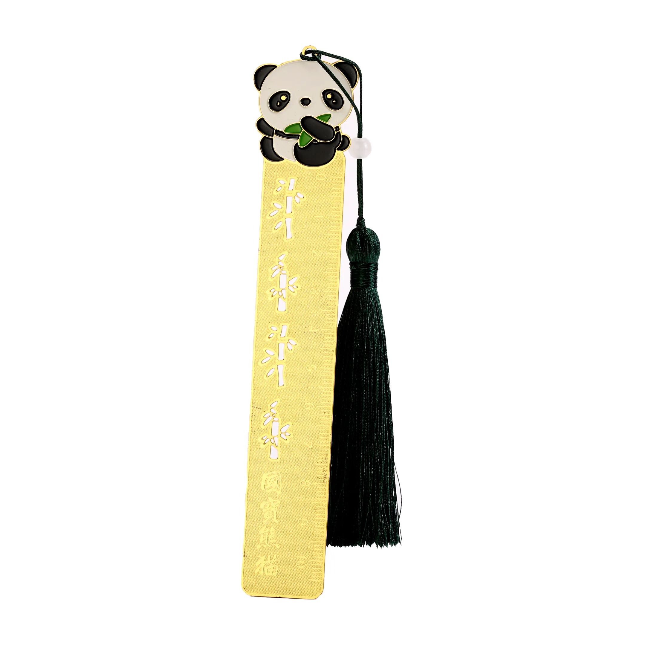 卸売カスタムギフトメタルブックマーク3Dかわいいパンダ動物ブックマークタッセル付き