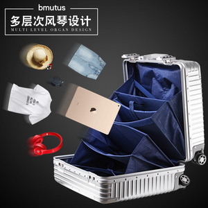 Aluminum Frame Carry-On <b>Suitcase</b> 18-Inch Trolley Case With Lock Business Travel Unisex Solid Color - Product Image 3