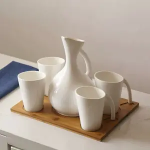 Batı tarzı drinkware toptan beyaz çömlek seramik çay takımları çaydanlık