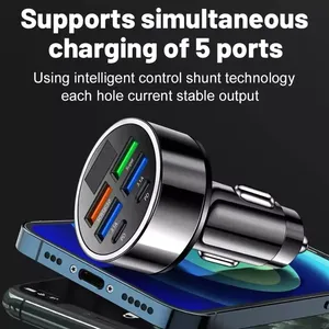 100W 6 พอร์ตชาร์จเร็วที่ชาร์จแบตในรถ PD QC3.0 USB C ที่ชาร์จโทรศัพท์ในรถยนต์ประเภท C อะแดปเตอร์ในรถสำหรับไอโฟน ซัมซุง หัวเว่ย เสี่ยวมี่ - Product Image 4