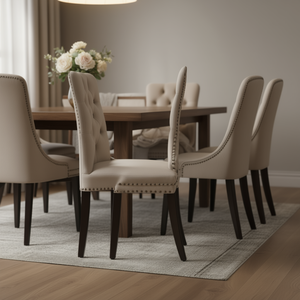 เก้าอี้รับประทานอาหารหุ้มกำมะหยี่ ขาไม้ ตกแต่งแบบทัฟท์ สไตล์ร่วมสมัย สำหรับห้องนั่งเล่น เฟอร์นิเจอร์บ้าน - Product Image 2