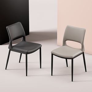 Kursi Makan gaya minimalis Nordik, kelas atas Modern dengan sandaran krim hitam, lampu meja makan pertengahan abad mewah - Product Image 5