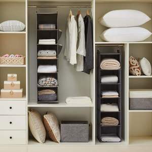 Eco-Friendly 6-<b>Shelf</b> Hanging Closet Organizer <b>Grey</b> Storage <b>Shelves</b> - Product Image 4