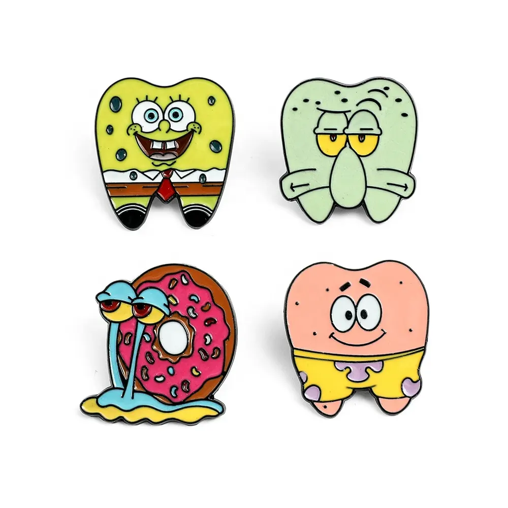 Insignia de Metal perimetral de dibujos animados clásicos Bob Esponja Pie Big Star lindo broche creativo alfileres de Metal