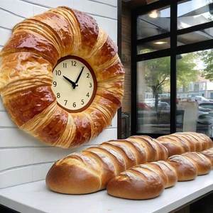 Sculpture <span class=keywords><strong>Horloge</strong></span> <span class=keywords><strong>de</strong></span> <span class=keywords><strong>Boulangerie</strong></span> en Résine et Fibre <span class=keywords><strong>de</strong></span> Verre 3D, Design Original d'Usine, Thème Pâtisserie Réaliste, Créative et Pratique - Product Image 1