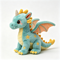 Peluche douce de dragon ailé bleu avec motifs étoiles, jouet en peluche personnalisé en gros