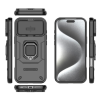 Étui robuste avec anneau de maintien pour iPhone 17 Pro Max, coque de protection coulissante pour caméra et confidentialité pour iPhone 17 Air 16 Pro 15 Plus 14 13, antichoc et blindé