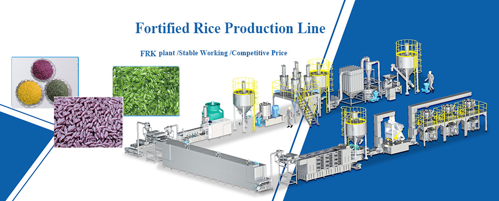 Double Screw Extruder Artificial Fortified Rice Processing Line Stainless Steel