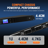 GK1300 1300 Watt Amplifier Daya Digital Kelas D 4-Kanal 1U Rak Mount 8Ω PA Amplifier dengan Layar untuk Speaker Panggung DJ