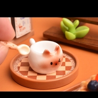 Abalorios de resina con forma de gato simulado para tazas de té, para escenas en miniatura, juegos de comida, accesorios DIY hechos a mano para el Año Nuevo Chino