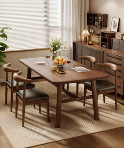 Mesa de Comedor Extensible de Madera de <span class=keywords><strong>Nogal</strong></span> Natural con Borde Natural, <span class=keywords><strong>Encimera</strong></span> de Cocina Moderna, Muebles para Comedor - Product Image 2