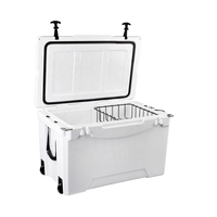 Glacière rotomoulée à roulettes de 75 L avec panier en fil métallique, glacière rigide isolée en LLDPE pour la pêche marine et le camping