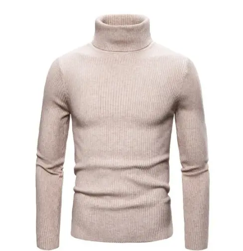 Winter Custom Casual Turtleneck Men Plus Size Plain Slim Knitted Pullover Sweater