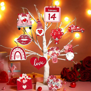 Decoraciones para la Fiesta de San Valentín Damai, Adornos de Madera en Forma de Corazón Rosa y Adornos Colgantes de Camiones de Dibujos Animados, Regalo - Product Image 2