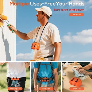 5 Speeds Strong Airflow 38 <b>Hours</b> Battery Brushless Motor <b>Three</b> Type Light Adjustment Hands-Free Hanging Personal Waist Fan - Product Image 3