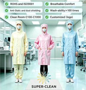 Bata Antiestática (Antibacteriana) con Protección Contra el Polvo, Tejido Transpirable, para Cuarto Limpio, C100-C1000, Lavable, Duradera, 100 Usos - Product Image 1