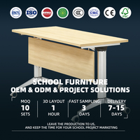 Table de formation mobile dédiée avec plateau en grain de bois clair, cadre blanc, roulettes, pliable et emboîtable pour réunions, formations et bureaux