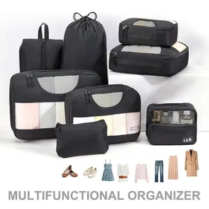 8 parça hafif seyahat bagaj sıkıştırma organize çanta seti su geçirmez giysi organize ambalaj küp örgü çanta