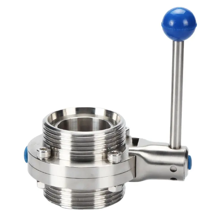 Oem DN10-DN250 Manual Hydraulic Control Valve Stainless Steel Male Thread Sanitary Butterfly Valve With Pull Handle