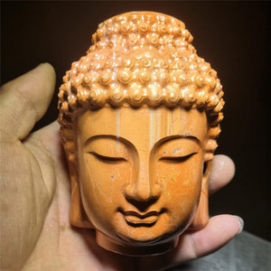 En gros naturel de guérison en pierre de cristal sculpté statue tête de bouddha en cristal de quartz sculpture sculpture de tête De Bouddha pour la décoration - Product Image 1