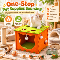 Maison interactive en feutre pour chat avec trous de jeu, balles suspendues, cube d'activités pour chat d'intérieur, grotte pour animaux de compagnie, OEM, personnalisable, vente en gros