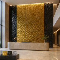 Panneau mural en cristal de charbon de bambou, finition métallique effet vague d'eau, classe B1, ignifuge, imperméable, pour extérieur/intérieur, usage domestique