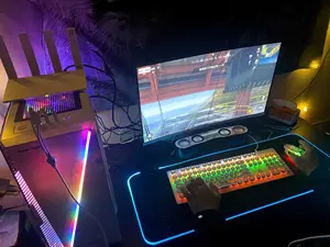 แผ่นรองคีย์บอร์ดแบบ LED แผ่นรองเมาส์แผ่นรองเมาส์แบบขยาย RGB แผ่นยางเปล่าสำหรับนักเล่นเกมออฟฟิศ XXL