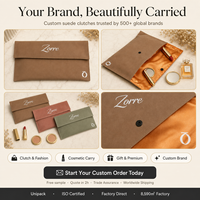 Tas Kemasan Perhiasan Rambut Bahan Suede Coklat Mewah dengan Kancing Tekan, Logo Cetak Kustom, Dompet Buku, Tas Tangan, Kantong Pelindung Debu