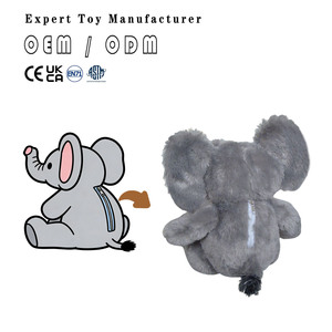 Muñeco Personalizado de Peluche con Bolsillo con Cremallera, Diseño de Elefante, Conejo, León, Mapache, Búho - Product Image 1