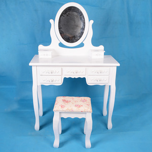 European Style Wooden <b>Dressing</b> <b>Table</b> White Flip Top Mirror <b>Storage</b> Bedroom Makeup Vanity - Product Image 5