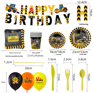 ชุดอุปกรณ์บนโต๊ะอาหารแบบใช้แล้วทิ้งธีมรถบรรทุกสีดำสำหรับเด็ก ชุดตกแต่งงานวันเกิด - Product Image 3
