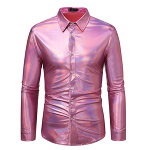 <strong>Men's</strong> 70s Disco <strong>Shirts</strong> Long Sleeve Button Down Blouse With Party Club <strong>Sequin</strong> Tops - Product Image 4
