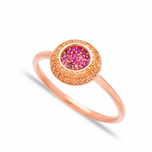 Citrine and Ruby Zircon Stone <b>CZ</b> Double Round Design Cluster <b>Ring</b> Fine Jewellery Handcrafted 925 Sterling Silver Jewelry - Product Image 2