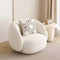 Bestseller Gebogener Akzent-Bouclé-Sessel Sherpa-Fleece-Sofa Weißes Design-Stoffsofa