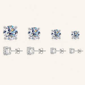 0.3-2ct Round Brilliant Cut Moissanite D Color 925 Sterling <b>Silver</b> Rhodium Plated 4 Prong Classic <b>Stud</b> Earrings for Women - Product Image 2