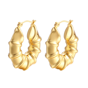 Pendientes de aro gruesos Pendientes de acero inoxidable Joyería chapada en oro de 18K Tendencia de mujer <span class=keywords><strong>2023</strong></span> - Product Image 1