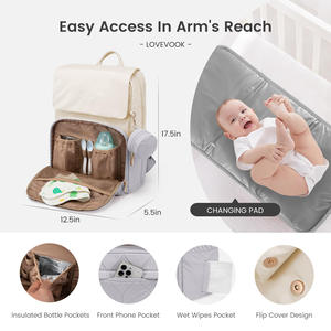 Bolsas de Pañales Personalizadas y Resistentes, Mochila de Viaje Diaria para Bebés, Mochila de Viaje para Pañales con Cambiador y Estuche para Chupetes para Mamá - Product Image 6