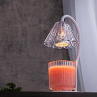 Lampe chauffe-cire électrique à intensité variable avec abat-jour en verre transparent pour décoration de table