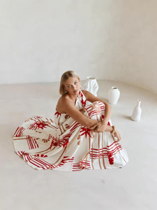 Luxury Fashion Beach Printed <b>Loose</b> Casual Off-shoulder Comfortable Long <b>Dress</b> - Product Image 3