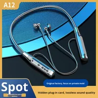 Écouteurs A12 pour 6.0, style tour de cou, étanches IPX5, semi-intra-auriculaires, sans fil, sportifs, avec emplacement pour carte, nouveau modèle privé transfrontalier
