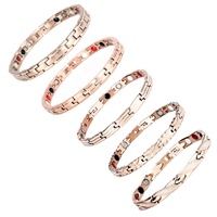 Bracelet magnétique de santé bio 4-en-1 en acier inoxydable 316L couleur rose, bijou magnétique tendance pour le soulagement de la douleur et l'énergie - Prix le plus bas
