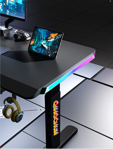 โต๊ะเกมมิ่ง Smart Rising: หน้าโต๊ะแบบสองพื้นผิว (ไม้/คาร์บอนไฟเบอร์) สถานีทำงานปรับระดับด้วยระบบไฟฟ้าสำหรับห้องนอนและสำนักงาน - Product Image 6