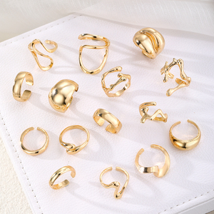 Trendy Gold Plated Geometric Chunky <strong>Rings</strong> Set for Women High Quality Women Fashion Jewelry <strong>Thick</strong> Chunky Finger <strong>Rings</strong> - Product Image 3